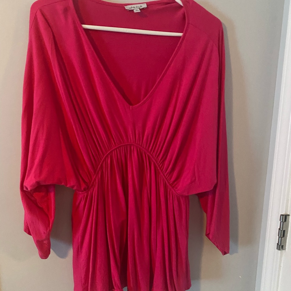 New White Birch V-Neck Pink Blouse